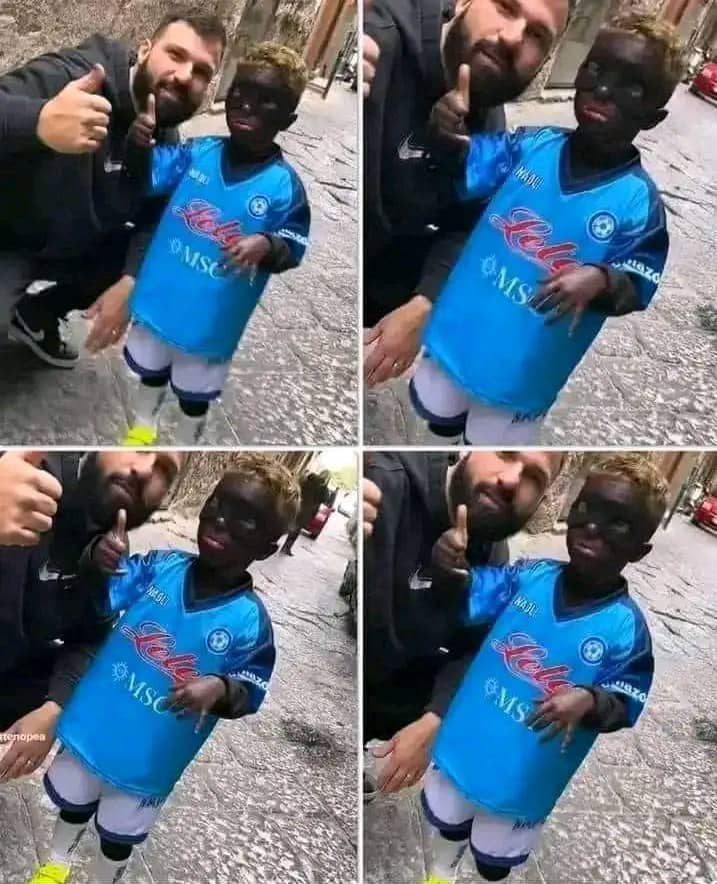 Reactions As A Napoli Fan Makes A Replica Of Osimhen Out Of His Son